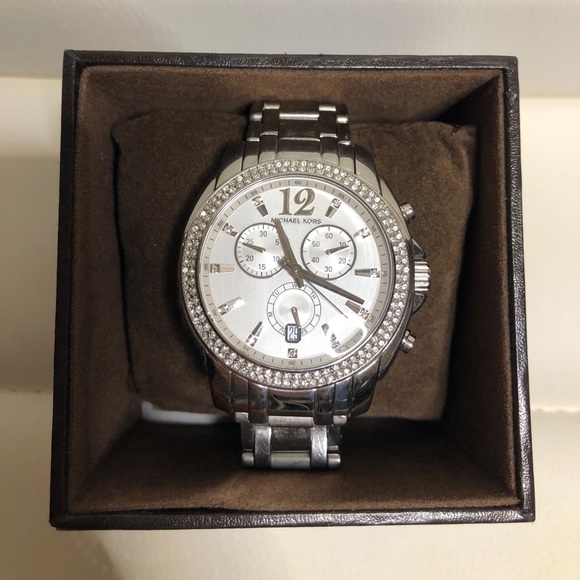 Michael Kors MK Stainless Steel Silver Glitz Watch